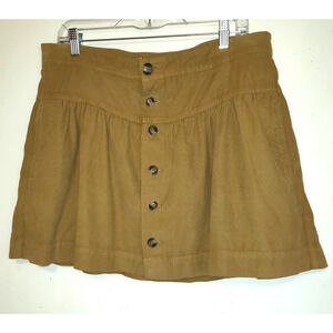 American Eagle Corduroy Mini Short Skirt Sz 14 Tan Button Down Western Flare